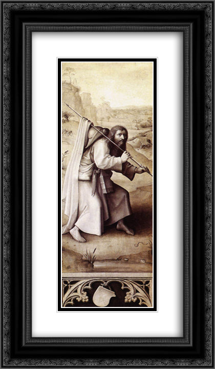 Triptych of Last Judgement 14x24 Black Ornate Wood Framed Art Print Poster with Double Matting by Bosch, Hieronymus