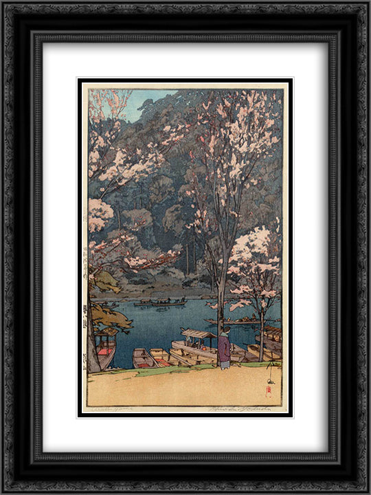 Arashiyama 18x24 Black Ornate Wood Framed Art Print Poster with Double Matting by Yoshida, Hiroshi