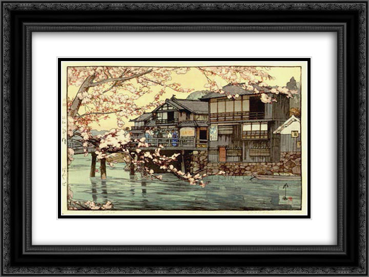 Hayase 24x18 Black Ornate Wood Framed Art Print Poster with Double Matting by Yoshida, Hiroshi