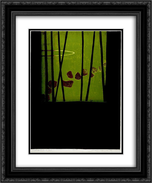 Small Garden 20x24 Black Ornate Wood Framed Art Print Poster with Double Matting by Tajima, Hiroyuki