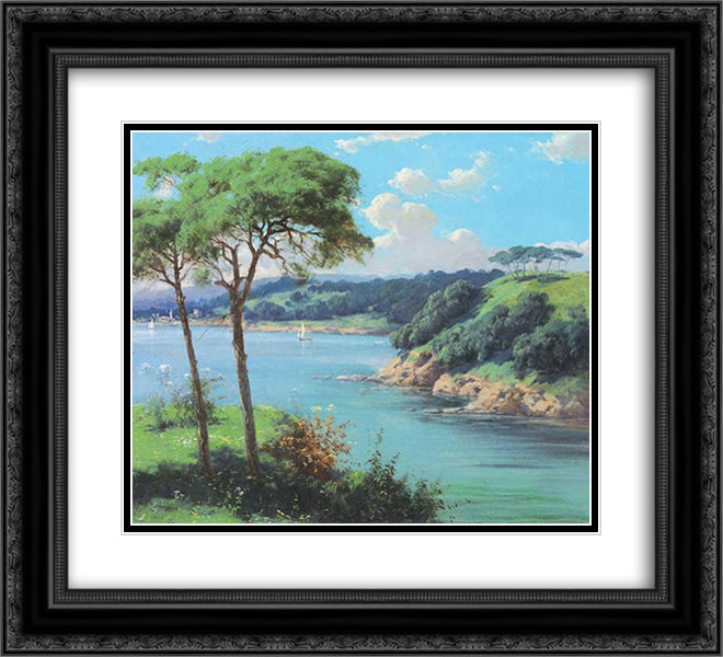 Peyzaj 22x20 Black Ornate Wood Framed Art Print Poster with Double Matting by Ali Riza, Hoca