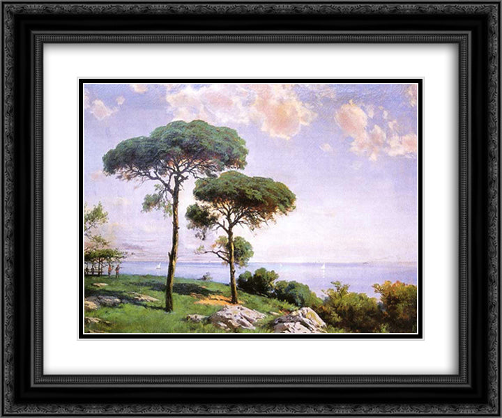 Pistachio Trees 24x20 Black Ornate Wood Framed Art Print Poster with Double Matting by Ali Riza, Hoca