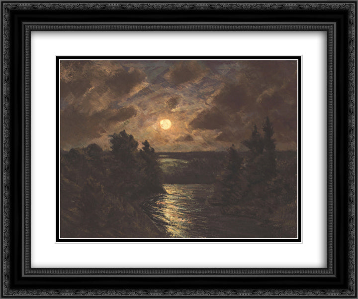 Moonlight on the Grand 24x20 Black Ornate Wood Framed Art Print Poster with Double Matting by Watson, Homer