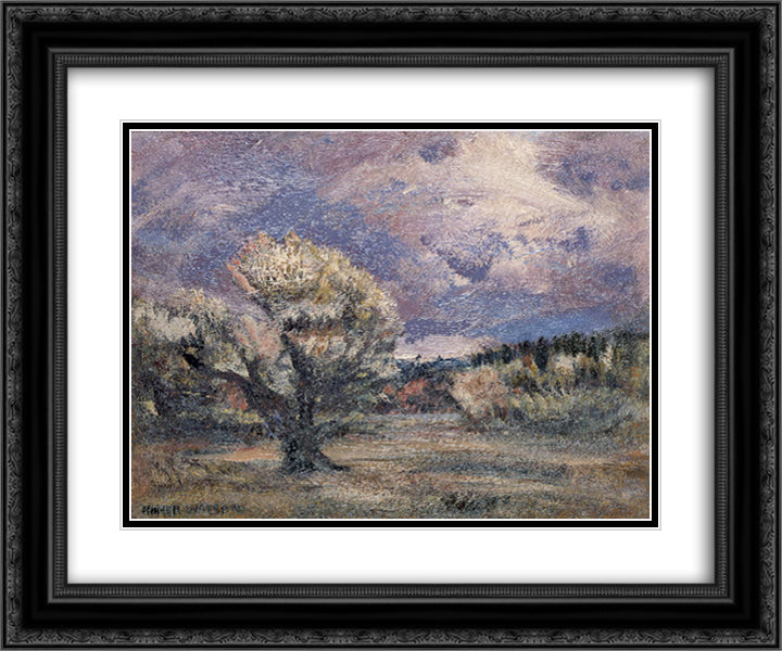 Pink Bush 24x20 Black Ornate Wood Framed Art Print Poster with Double Matting by Watson, Homer