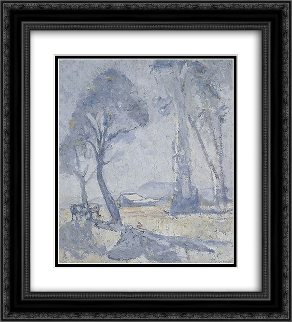 Morning mists 20x22 Black Ornate Wood Framed Art Print Poster with Double Matting by Trenerry, Horace