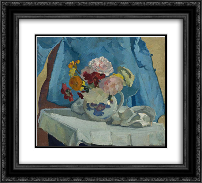 Still Life 22x20 Black Ornate Wood Framed Art Print Poster with Double Matting by Trenerry, Horace