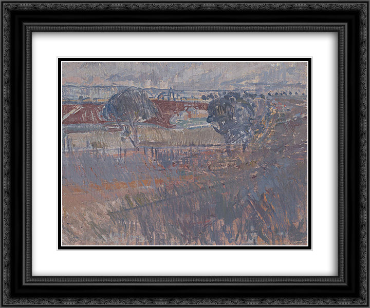 The ploughed field 24x20 Black Ornate Wood Framed Art Print Poster with Double Matting by Trenerry, Horace