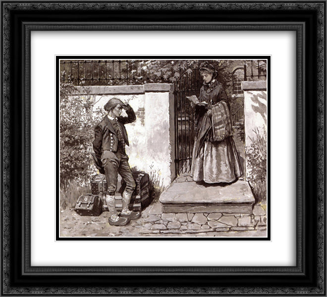 Letter of Introduction 22x20 Black Ornate Wood Framed Art Print Poster with Double Matting by Pyle, Howard