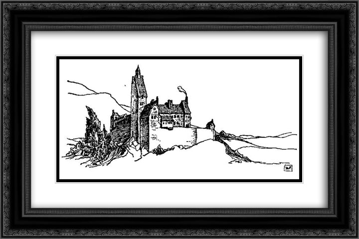 Otto of the Silver Hand 22 24x16 Black Ornate Wood Framed Art Print Poster with Double Matting by Pyle, Howard