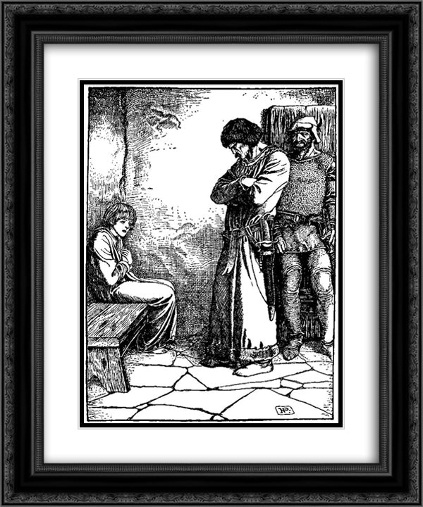 Otto of the Silver Hand 23 20x24 Black Ornate Wood Framed Art Print Poster with Double Matting by Pyle, Howard