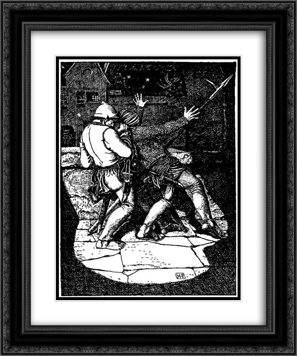 Otto of the Silver Hand 31 20x24 Black Ornate Wood Framed Art Print Poster with Double Matting by Pyle, Howard