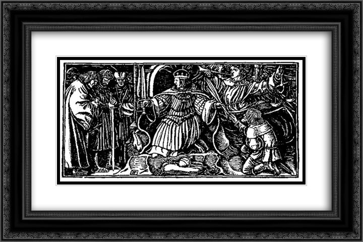 Otto of the Silver Hand 40 24x16 Black Ornate Wood Framed Art Print Poster with Double Matting by Pyle, Howard