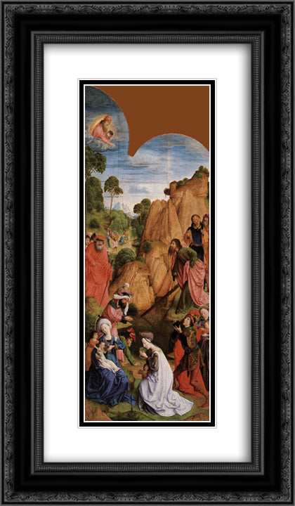 Calvary Triptych (left panel) 14x24 Black Ornate Wood Framed Art Print Poster with Double Matting by van der Goes, Hugo