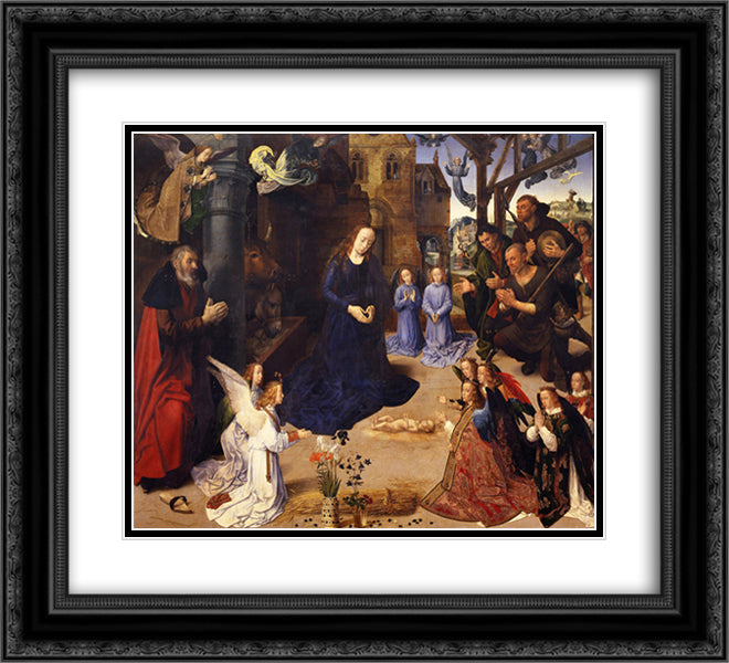 The Portinari tryptich (middle panel) 22x20 Black Ornate Wood Framed Art Print Poster with Double Matting by van der Goes, Hugo