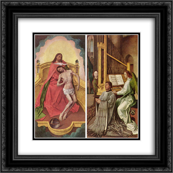 The Trinity Altar Panels (detail) 20x20 Black Ornate Wood Framed Art Print Poster with Double Matting by van der Goes, Hugo
