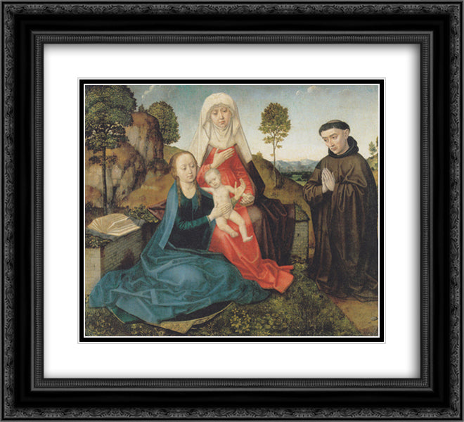Virgin and Child With St. Anne and a Franciscan donor 22x20 Black Ornate Wood Framed Art Print Poster with Double Matting by van der Goes, Hugo