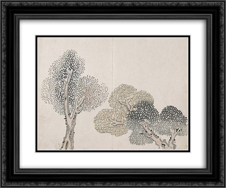 Untitled (a tree with small leaves) 24x20 Black Ornate Wood Framed Art Print Poster with Double Matting by no Taiga, Ike