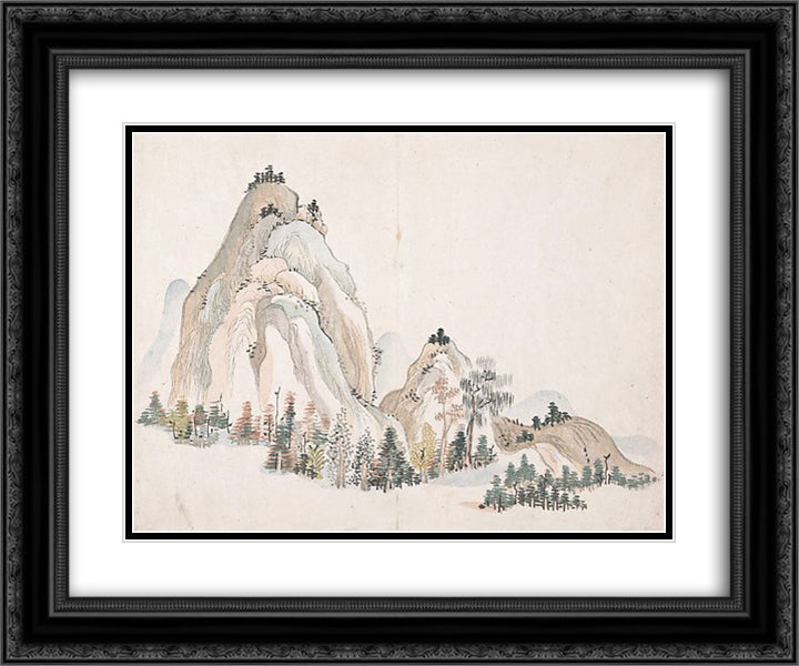Untitled (Mountains) 24x20 Black Ornate Wood Framed Art Print Poster with Double Matting by no Taiga, Ike