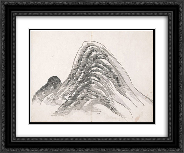 Untitled (Two Mountains) 24x20 Black Ornate Wood Framed Art Print Poster with Double Matting by no Taiga, Ike