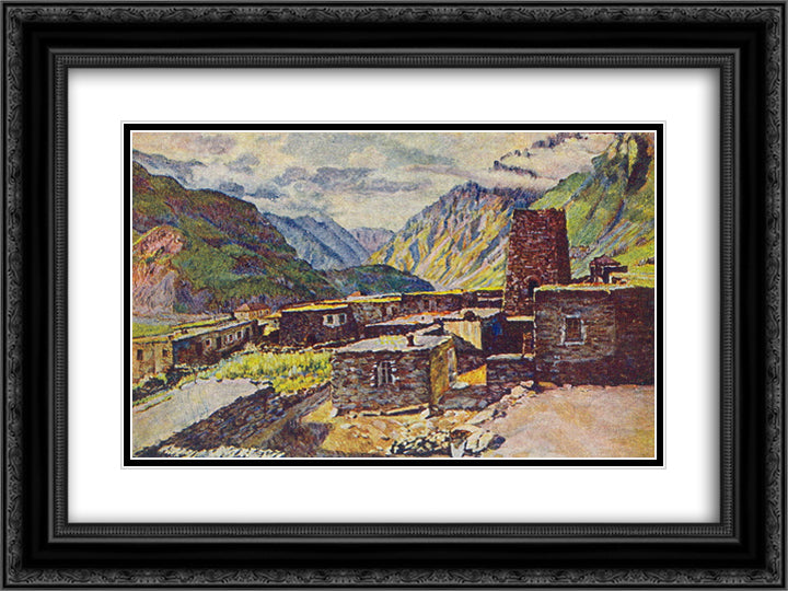 Georgia. Kazbek. View of the gorge Darial 24x18 Black Ornate Wood Framed Art Print Poster with Double Matting by Mashkov, Ilya