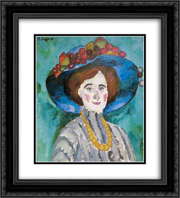 The lady in the hat 20x22 Black Ornate Wood Framed Art Print Poster with Double Matting by Mashkov, Ilya