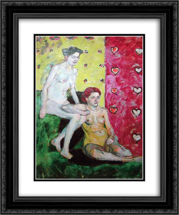 Two nudes 20x24 Black Ornate Wood Framed Art Print Poster with Double Matting by Mashkov, Ilya