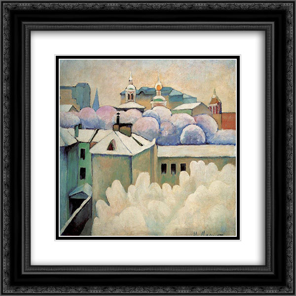 Urban winter landscape 20x20 Black Ornate Wood Framed Art Print Poster with Double Matting by Mashkov, Ilya