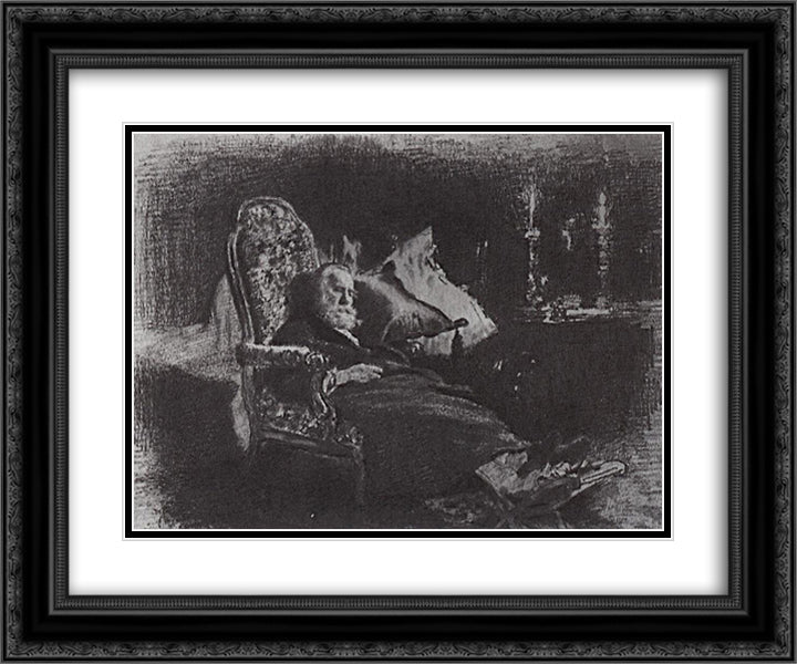 Death of Fedor Chizhov 24x20 Black Ornate Wood Framed Art Print Poster with Double Matting by Repin, Ilya