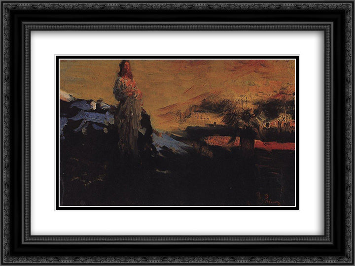 Follow me, Satan! 24x18 Black Ornate Wood Framed Art Print Poster with Double Matting by Repin, Ilya
