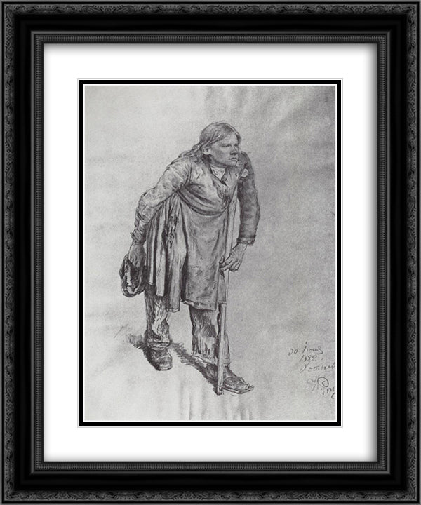 Hunchback 20x24 Black Ornate Wood Framed Art Print Poster with Double Matting by Repin, Ilya
