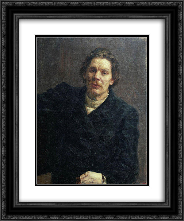Portrait of Maxim Gorky 20x24 Black Ornate Wood Framed Art Print Poster with Double Matting by Repin, Ilya
