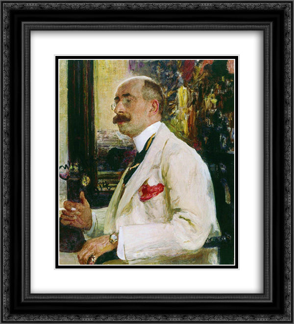 Portrait of N.D. Ermakov 20x22 Black Ornate Wood Framed Art Print Poster with Double Matting by Repin, Ilya