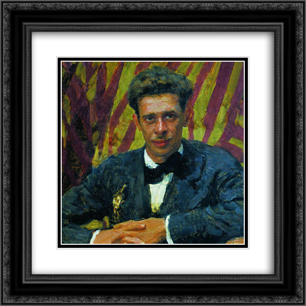 Portrait of Nikolai Remizov 20x20 Black Ornate Wood Framed Art Print Poster with Double Matting by Repin, Ilya