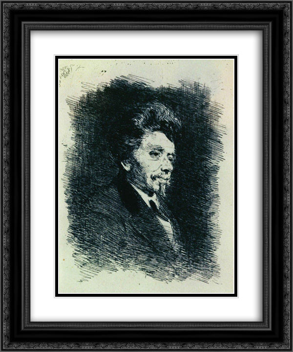 Portrait of P. Schindler 20x24 Black Ornate Wood Framed Art Print Poster with Double Matting by Repin, Ilya