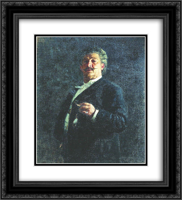 Portrait of painter and sculptor Mikhail Osipovich Mikeshin 20x22 Black Ornate Wood Framed Art Print Poster with Double Matting by Repin, Ilya
