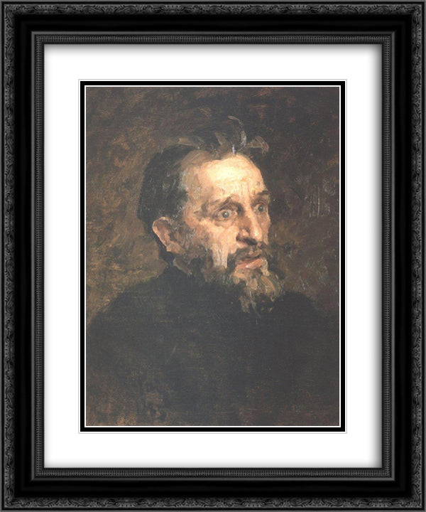 Portrait of painter Grigory Grigoryevich Myasoyedov 20x24 Black Ornate Wood Framed Art Print Poster with Double Matting by Repin, Ilya