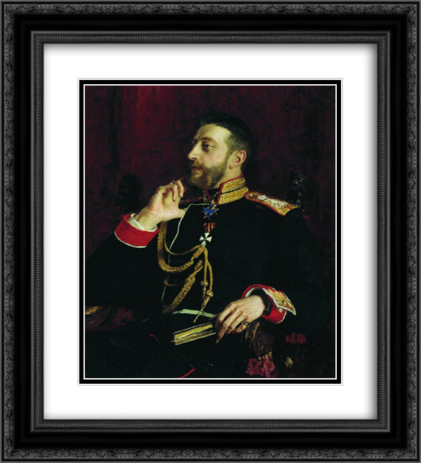 Portrait of poet Grand Prince Konstantin Konstantinovich Romanov 20x22 Black Ornate Wood Framed Art Print Poster with Double Matting by Repin, Ilya