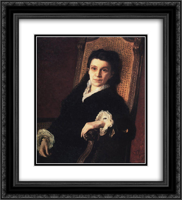 Portrait of Polixena Stasova 20x22 Black Ornate Wood Framed Art Print Poster with Double Matting by Repin, Ilya