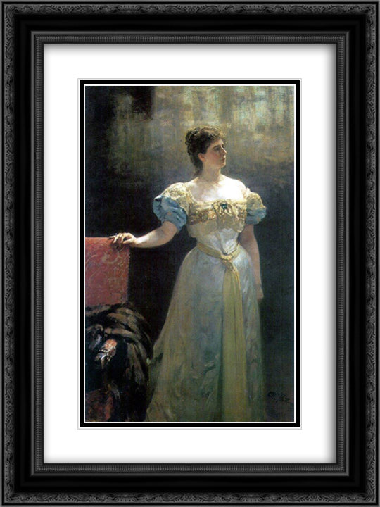 Portrait of Princess Maria Klavdievna Tenisheva 18x24 Black Ornate Wood Framed Art Print Poster with Double Matting by Repin, Ilya