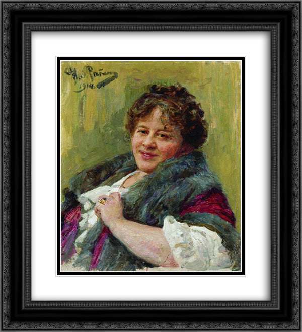 Portrait of the writer T.L. Shchepkina-Kupernik 20x22 Black Ornate Wood Framed Art Print Poster with Double Matting by Repin, Ilya