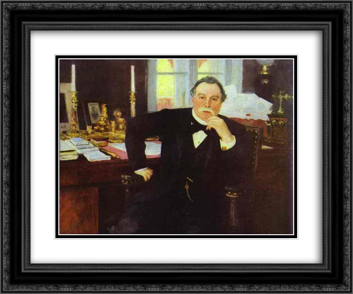 Portrait of V. K. Pleve 24x20 Black Ornate Wood Framed Art Print Poster with Double Matting by Repin, Ilya