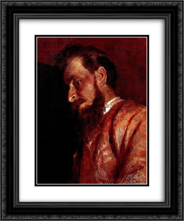 Portrait of V.K. Menk 20x24 Black Ornate Wood Framed Art Print Poster with Double Matting by Repin, Ilya