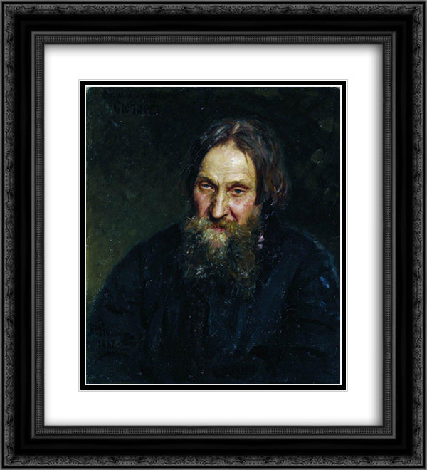 Portrait of Vasily Kirillovich Syutayev 20x22 Black Ornate Wood Framed Art Print Poster with Double Matting by Repin, Ilya