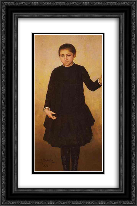 Portrait of Vera Repinahe, the Artist's Daughter 16x24 Black Ornate Wood Framed Art Print Poster with Double Matting by Repin, Ilya