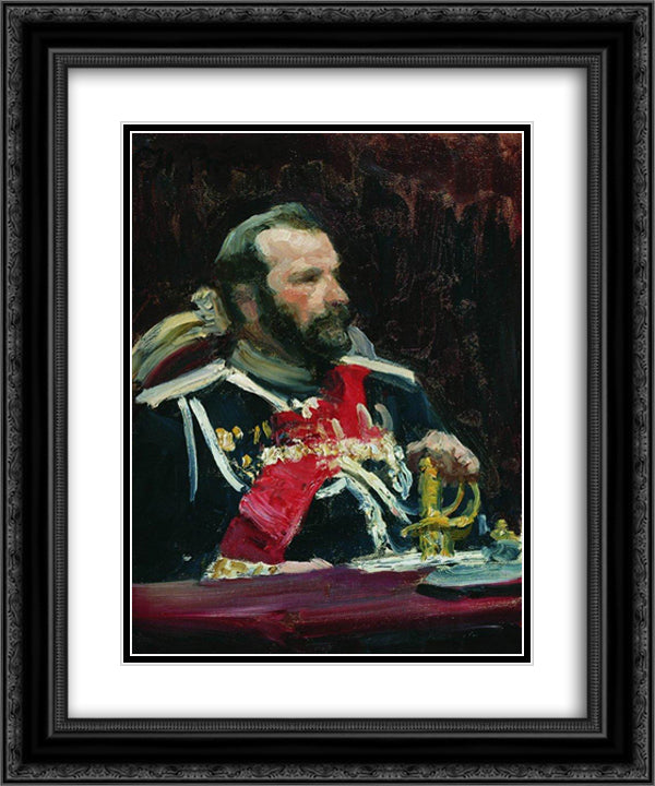 Portrait of War Minister, infantry general and member of State Council State Aleksei Nikolayevich Kuropatkin 20x24 Black Ornate Wood Framed Art Print Poster with Double Matting by Repin, Ilya