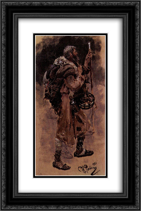 Wanderer 16x24 Black Ornate Wood Framed Art Print Poster with Double Matting by Repin, Ilya