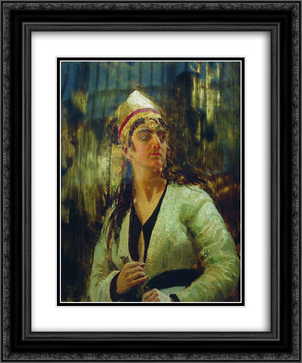 Woman with dagger 20x24 Black Ornate Wood Framed Art Print Poster with Double Matting by Repin, Ilya