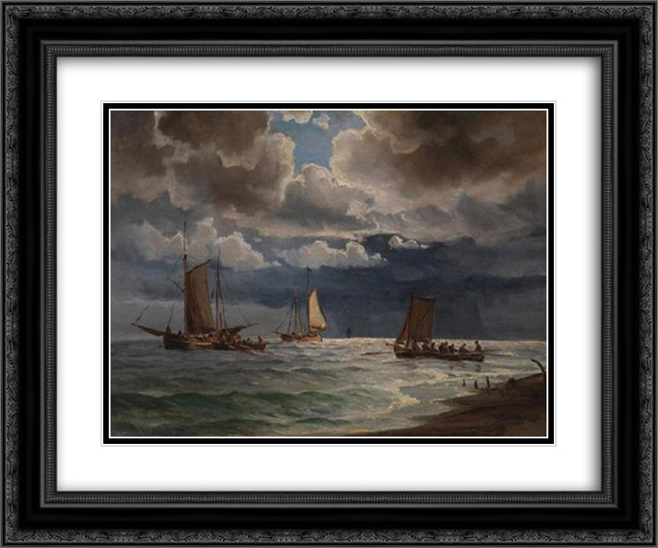 Seascape 24x20 Black Ornate Wood Framed Art Print Poster with Double Matting by Altamouras, Ioannis