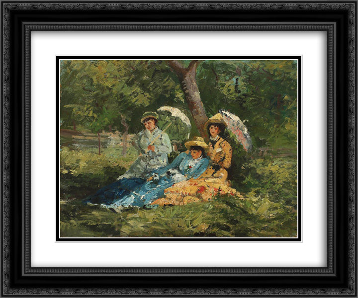 In the Park 24x20 Black Ornate Wood Framed Art Print Poster with Double Matting by Andreescu, Ion