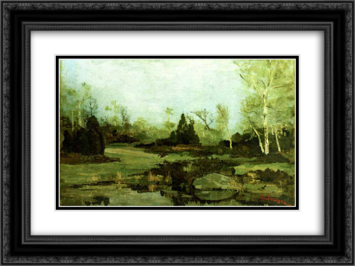 Mestecanis 24x18 Black Ornate Wood Framed Art Print Poster with Double Matting by Andreescu, Ion